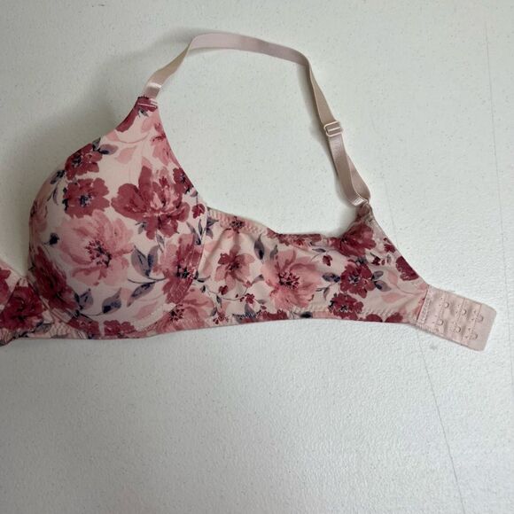 Laura Ashley Pink Floral Bra Adjustable Strap Smooth Cup Underwire Women 34C - Picture 7 of 14